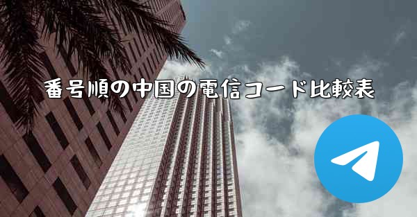 番号順の中国の電信コード比較表